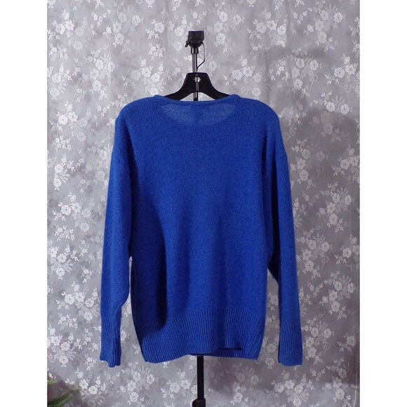 80s Cocktail Sweater Vintage 1980s Blue & Black New Wave Retro Angora Size Large - Picture 3 of 7